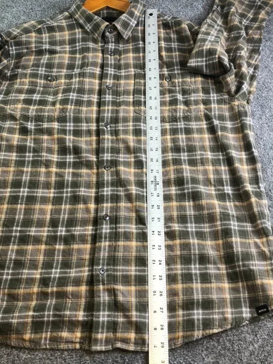 Prana Dolberg Flannel Shirt Mens XL Brown Organic Cotton Standard Button Plaid - Picture 5 of 10